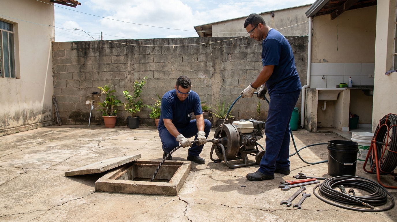 Desentupimento de esgoto residencial em Juiz de Fora‑MG